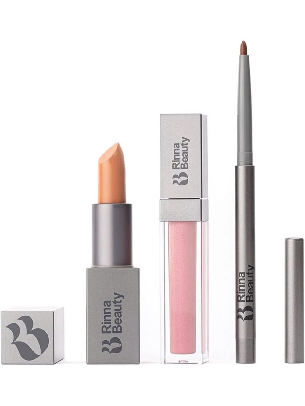 All-in-One Lip Kit: Lipstick, Gloss & Liner - Pink Nude, Moisturizing, Vegan